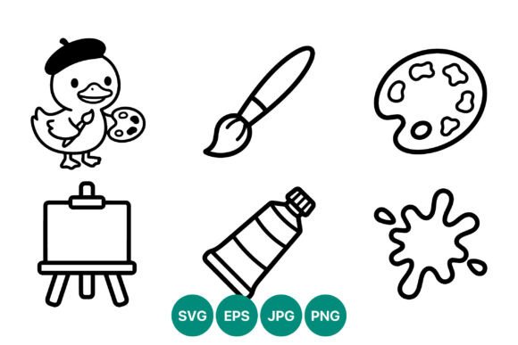 Download Cute Duck Artist Black White Vector - Artist Collection