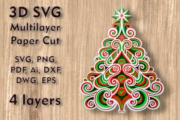 Download Christmas Tree 3D SVG Multilayer Paper - Christmas Collection