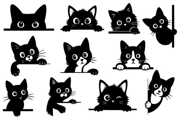 Download Peeking Cat Silhouette SVG Bundle - Svg bundle Collection
