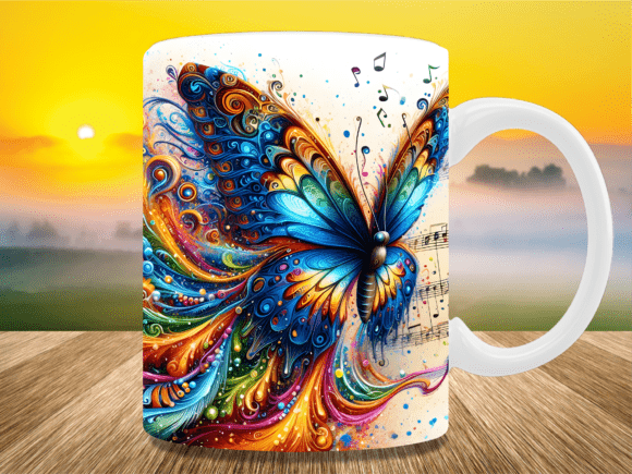 Download Rainbow Splash Music Butterfly Mug Wrap - Rainbow Collection