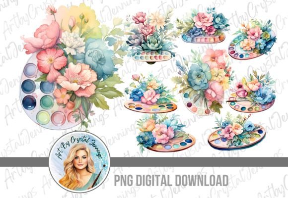 Download Floral Artist Paint Pallet Art PNG - Artist Collection